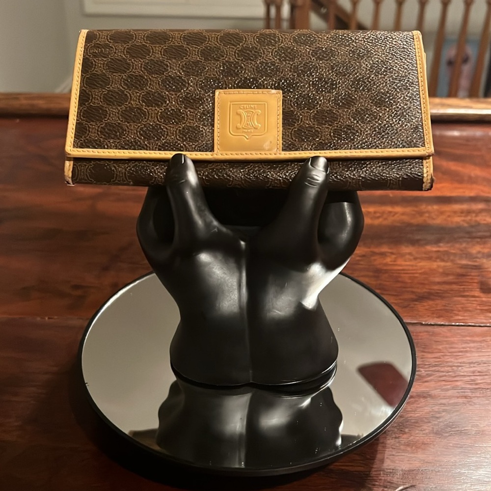 CELINE Vintage Triomphe Macadam Long Bi-fold Wallet